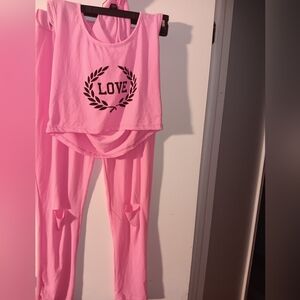 Pink 'LOVE' Two-Piece Active Set